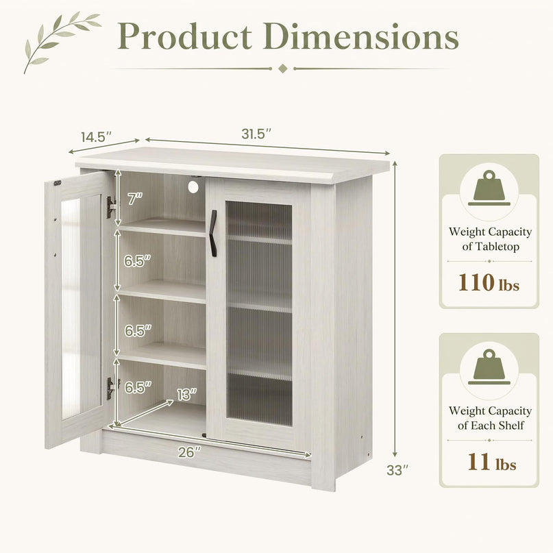 GIANTEX Shoe Storage Cabinet with 2/3 Doors and 3/6 Removable Shelves