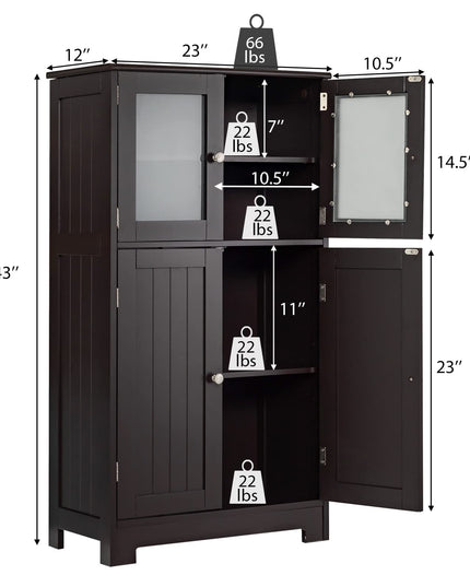Giantex Storage Cabinet with Doors - Bathroom Floor Cabinet, Freestanding Tall Cabinet