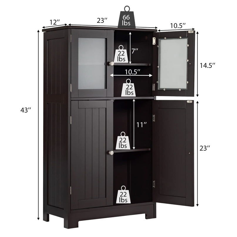 Giantex Storage Cabinet with Doors - Bathroom Floor Cabinet, Freestanding Tall Cabinet