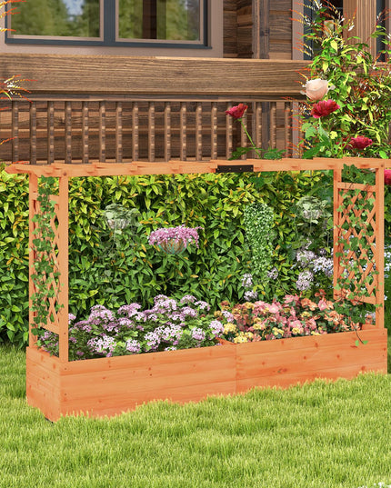 Giantex Raised Garden Bed with Trellis & Hanging Roof (79" x 17.5" x 45")