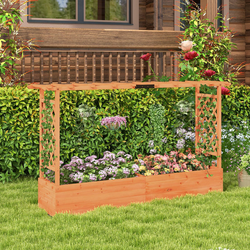 Giantex Raised Garden Bed with Trellis & Hanging Roof (79" x 17.5" x 45")