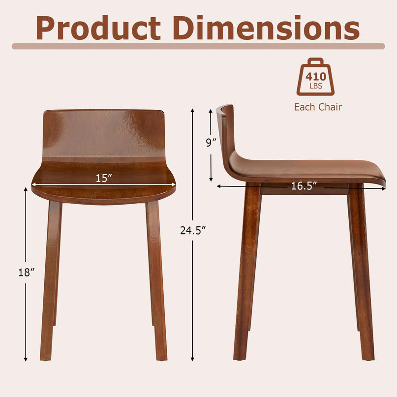 Giantex Wood Dining Chairs Set of 2/4 for Home Living Room