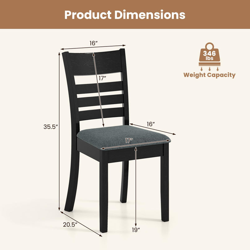 Giantex Wooden Upholstered Kitchen Chair w/Rubber Wood Frame (2/4)