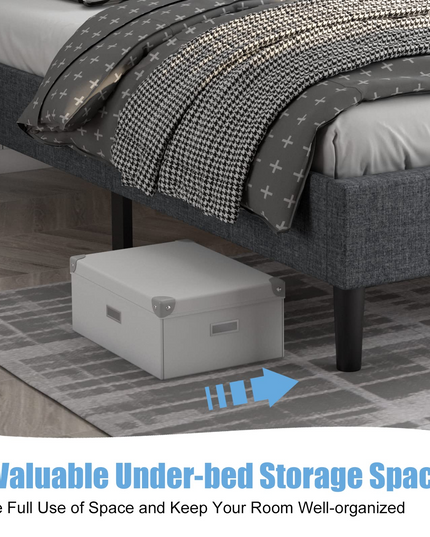 Modern Platform Bed w/Button Tufted Headboard | Upholstered Bed Frame