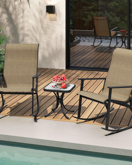 Giantex Outdoor Patio Furniture Set with 2 Rocking Chairs & Coffee Table