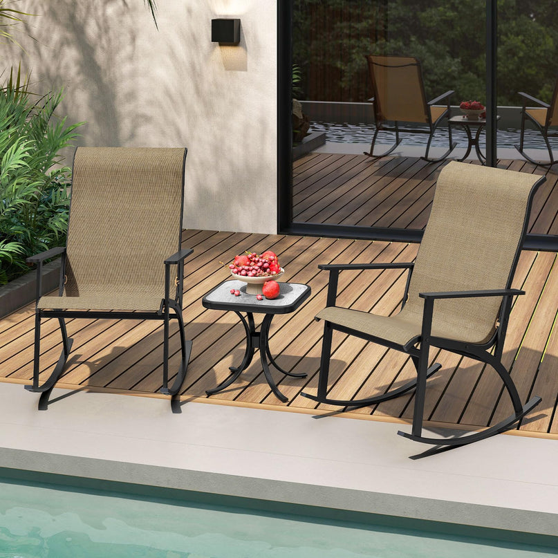 Giantex Outdoor Patio Furniture Set with 2 Rocking Chairs & Coffee Table