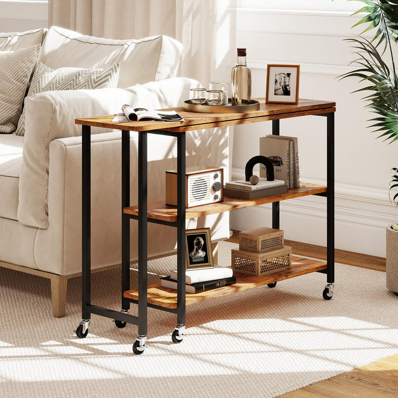 Giantex Patented Mobile End Table with 2-Tier Storage Shelves