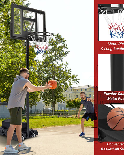Giantex Basketball Hoop Outdoor 4.4-10 FT Adjustable, Portable Basketball Hoop Goal System w/ 44 Inch Shatterproof Backboard