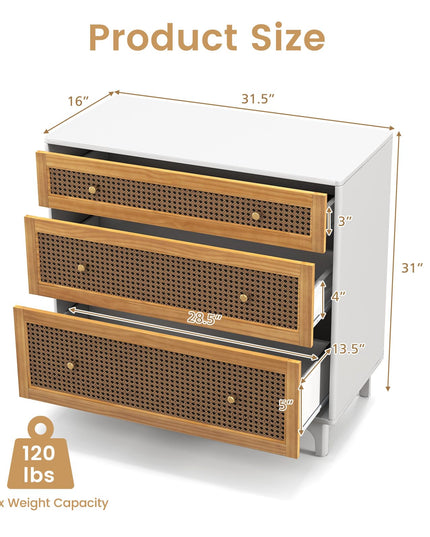 Giantex 3-Drawer Dresser Chest for Bedroom - Storage Chest of Drawers with Anti-toppling Device