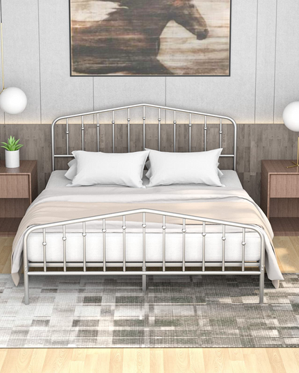 Metal Queen Bed Frame w/ Heavy Duty Steel Slat and 9-Leg Support