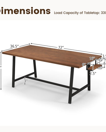 Giantex 72-Inch Dining Table for 5-7, Rectangular Kitchen Table with 2-Bottle Wine Rack