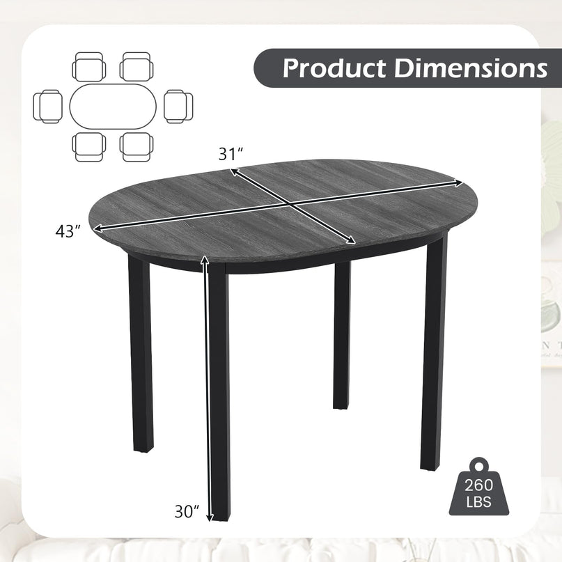 Giantex 43" Wooden Oval Dining Table for 2-4 People | Load 260 LBS