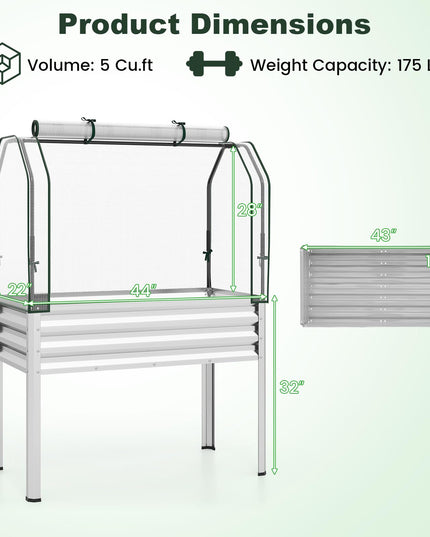 Giantex 44x22x60 Raised Garden Bed with Legs & Greenhouse Cover (1/2)