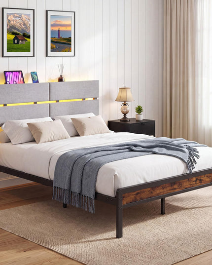 Giantex Full Size Bed Frame with Upholstered Headboard