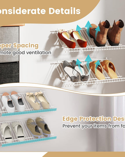 Giantex Wall Mounted Shoe Rack Set of 2 24" Metal Wire Storage Shelf