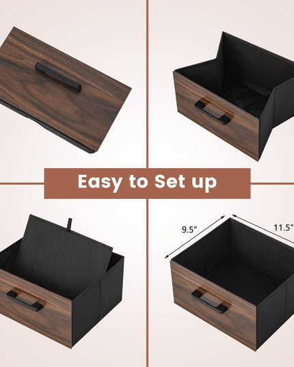 Giantex Nightstand, Bedside Table with 2 Fabric Drawers & Open Wood Shelf Storage