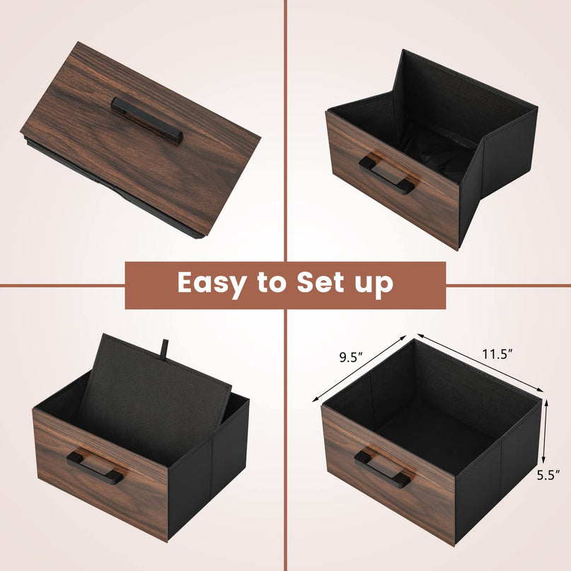 Giantex Nightstand, Bedside Table with 2 Fabric Drawers & Open Wood Shelf Storage