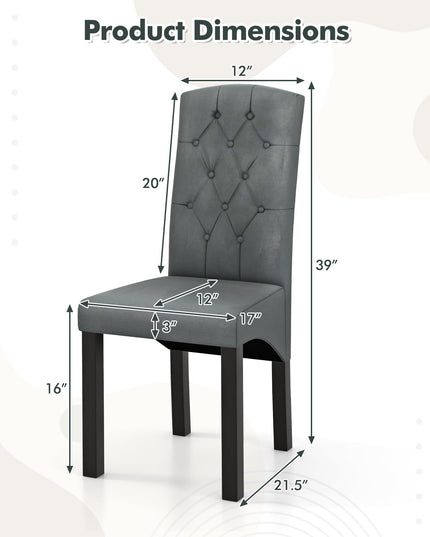Giantex Modern Dining Chairs, Tufted Fabric Dining Room Chairs w/High Backrest, High-density Sponge Cushion