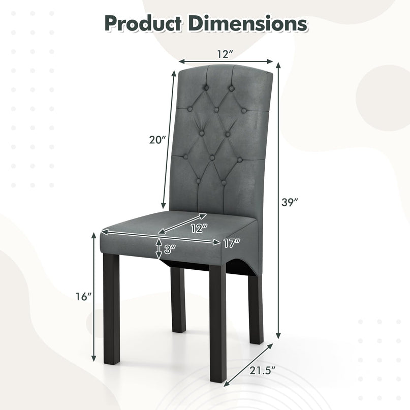 Giantex Modern Dining Chairs, Tufted Fabric Dining Room Chairs w/High Backrest, High-density Sponge Cushion