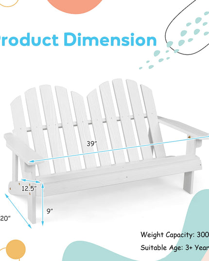 Giantex Kids 2-Seat Adirondack Chair - Fir Wood Double Loveseat with High Backrest, Arm Rest, 300 LBS Weight Capacity