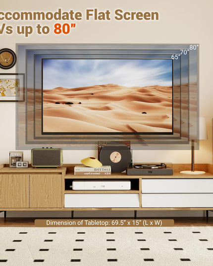 Meuble TV moderne Giantex de 180 cm avec armoire de rangement pour téléviseurs de 75 à 80 pouces