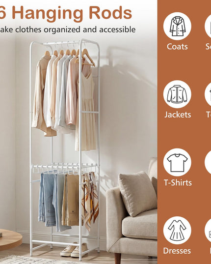 Giantex Clothes Rack with Pants Hanger Heavy-Duty White Garment Rack