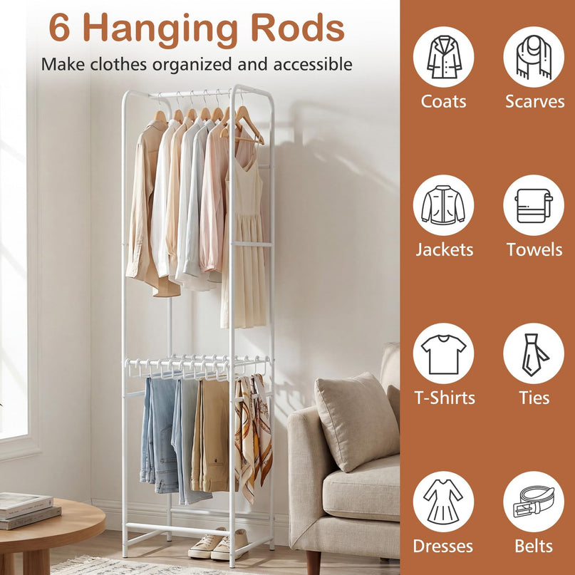 Giantex Clothes Rack with Pants Hanger Heavy-Duty White Garment Rack