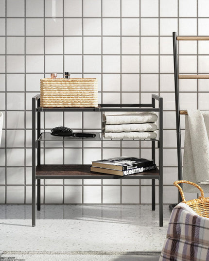 Giantex 3-Tier Storage Rack, 24" Compact Shelving Unit Storage Shelves with Unique Removable Panel for Different Heights
