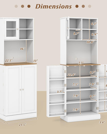 Giantex 67" Tall Pantry Cabinet w/Microwave Countertop