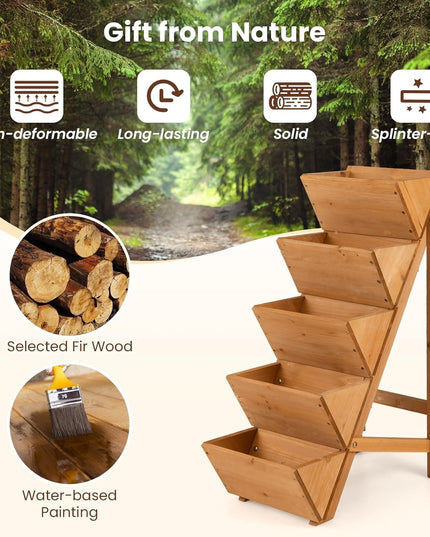 Giantex 5-Tier Wooden Freestanding Vertical Raised Garden Bed (1/2)
