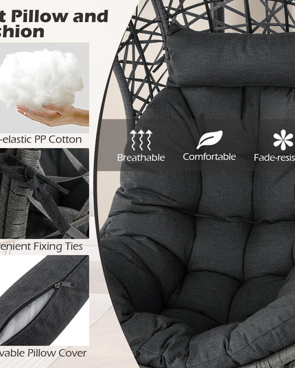 Giantex Egg Chair Outdoor Indoor - Hammock Chair with stand, Pillow, Cushion, Hanging Accessories