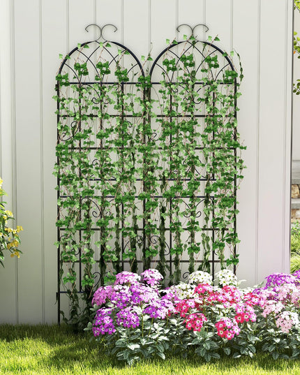 Giantex Treillis de jardin pour plantes grimpantes, 1,80 m, en acier galvanisé