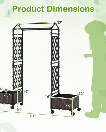 Giantex Raised Garden Bed with Trellis | Tall Self-Watering Planter Box on Lockable Wheels w/Roof