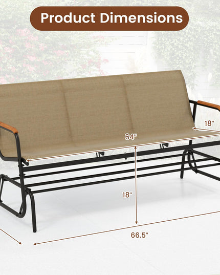 Giantex 3-Person Swing Gliding Loveseat with Curved Teak Armrests