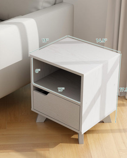 Giantex 2 Tier Nightstand, Mid Century Modern Bedside Table with Storage Drawer & Open Shelf