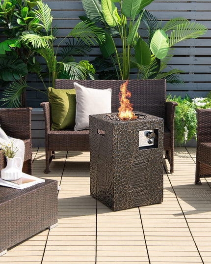 Fire Pit for Outside 16" as Fireplaces, 30,000 BTU Electronic Ignition Square