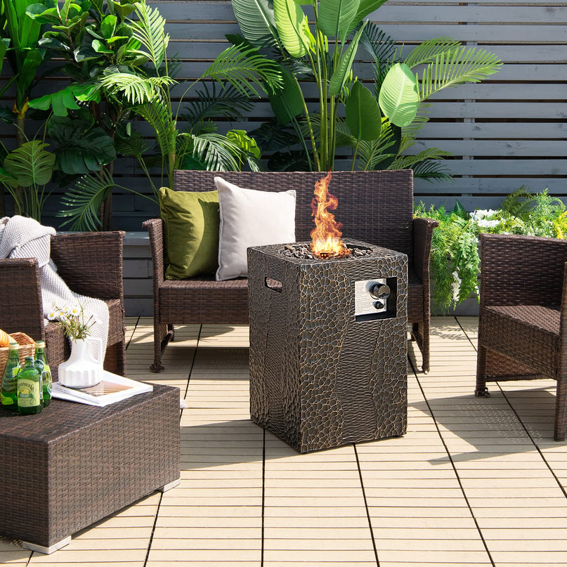 Fire Pit for Outside 16" as Fireplaces, 30,000 BTU Electronic Ignition Square