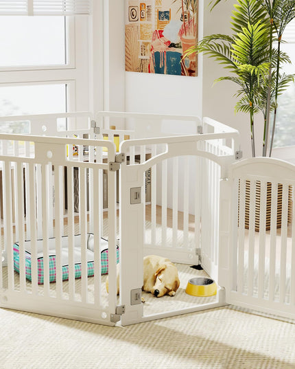 Giantex 32'' Tall Plastic Pet Fence with Lockable Door