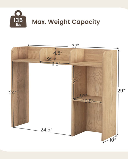 Giantex Desktop Bookshelf, Wood Desk Hutch Organizer for 27 Inch Computer Monitor