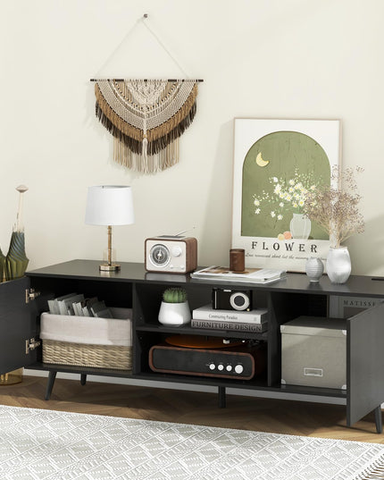 Giantex TV Stand with Power Outlet for TVs up to 60'', Entertainment Center with Cable Hole, Cabinets