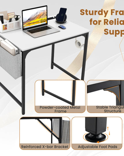Giantex Conference Table with Charging Station, 2/4/6 PCS 32" x 24" Rectangular Meeting Room Desk with Storage Bag & Hook