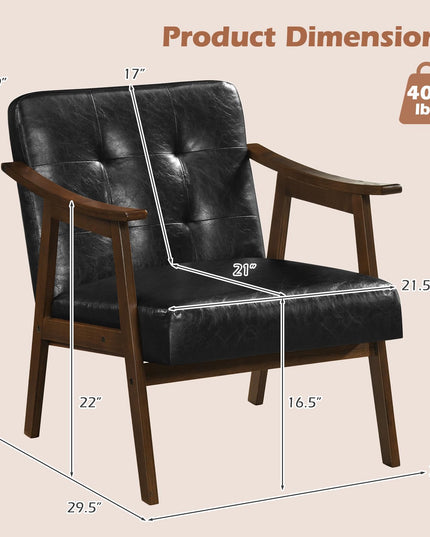 Faux Leather Accent Chair with Inclined Backrest (1/2)