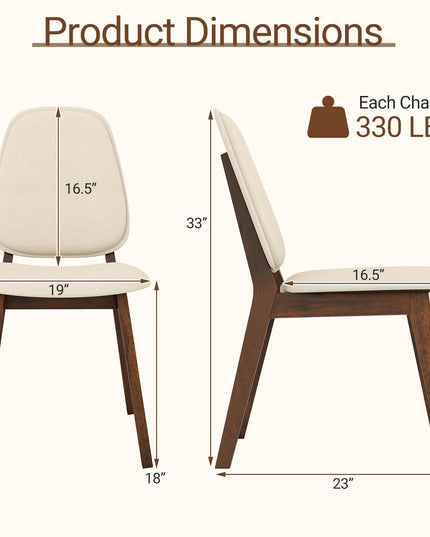 Giantex Wooden Dining Chairs Set of 2/4 Linen Fabric Upholstered Dining Room Chairs
