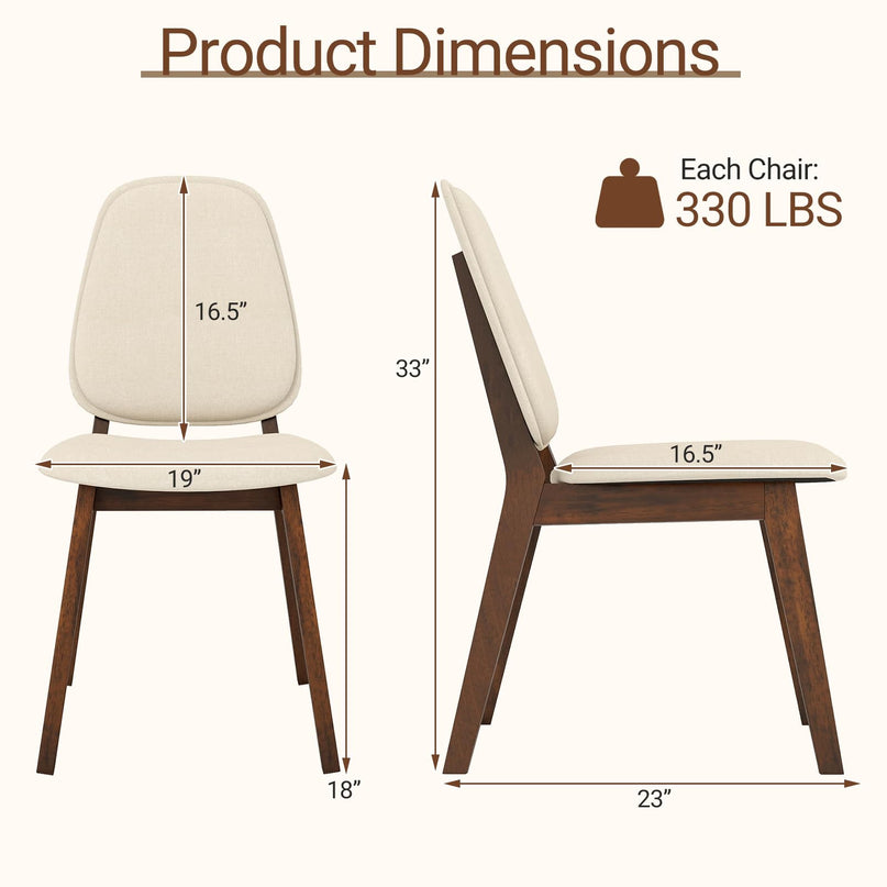 Giantex Wooden Dining Chairs Set of 2/4 Linen Fabric Upholstered Dining Room Chairs