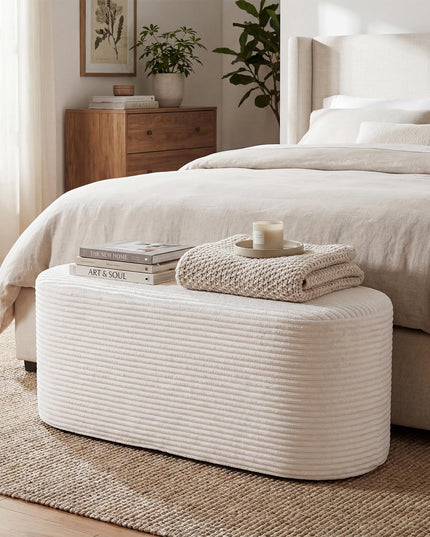 Giantex 47" Plush Corduroy End of Bed Bench with High-Density Sponge