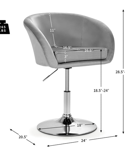 Height Adjustable Modern Velvet Makeup Chair with Chrome Frame
