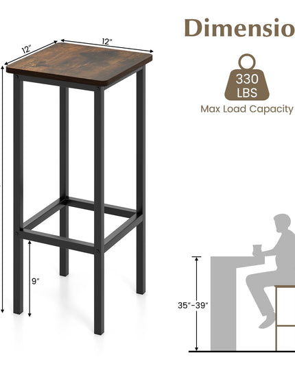 Giantex Bar Stools Set of 4, 26" Backless Barstools with Metal Legs & Footrest, Breakfast Bar Dining Chairs