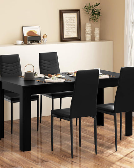 Giantex Dining Table Set for 4 or 8, Modern Rectangular Kitchen Table Set w/ PVC Leather Dining Chairs