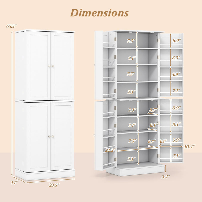 Giantex 65.5" Tall Kitchen Hutch w/8-Tier Storage Cabinet