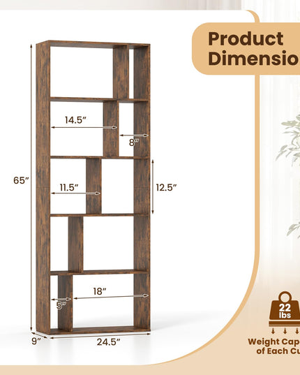 Giantex 6-Tier Bookshelf | 10-Cube Industrial Bookcase w/Open Back (1/2)